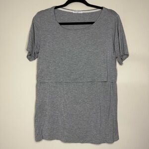 SMALLSHOW Comfy Stretchy Basic Neutral Grey Nursing Tshirt